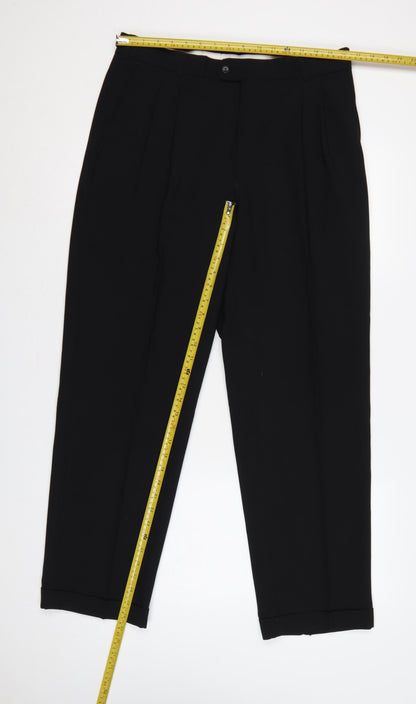 Burton Menswear Unisex Black 34 Pleated Tapered Dress Trousers