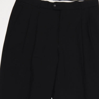 Burton Menswear Unisex Black 34 Pleated Tapered Dress Trousers