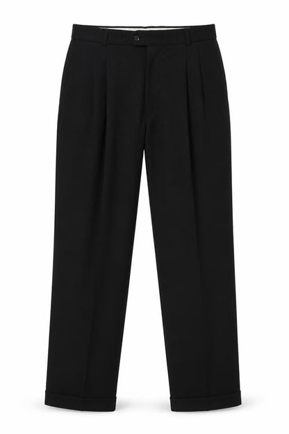 Burton Menswear Unisex Black 34 Pleated Tapered Dress Trousers