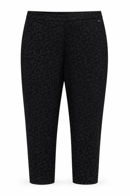 Per Una Women’s Black Animal Print Slim Straight Trousers UK 18 Short