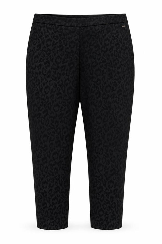 Per Una Women’s Black Animal Print Slim Straight Trousers UK 18 Short