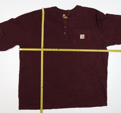 Carhartt Men’s Brown 2XL Original Fit Heavyweight Long Sleeve Henley T-Shirt