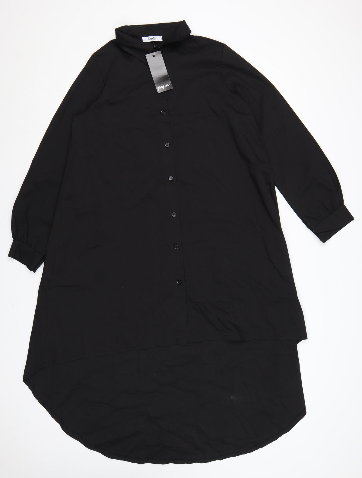 Cappellini Women Black One Size Longline Oversized Shirt Dress