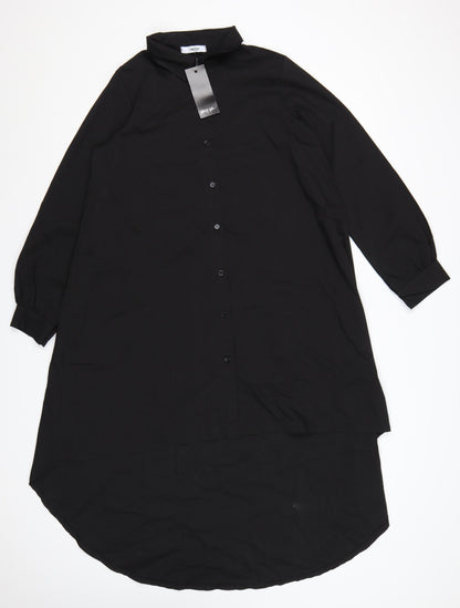 Cappellini Women Black One Size Longline Oversized Shirt Dress