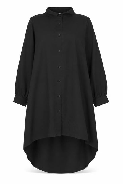 Cappellini Women Black One Size Longline Oversized Shirt Dress
