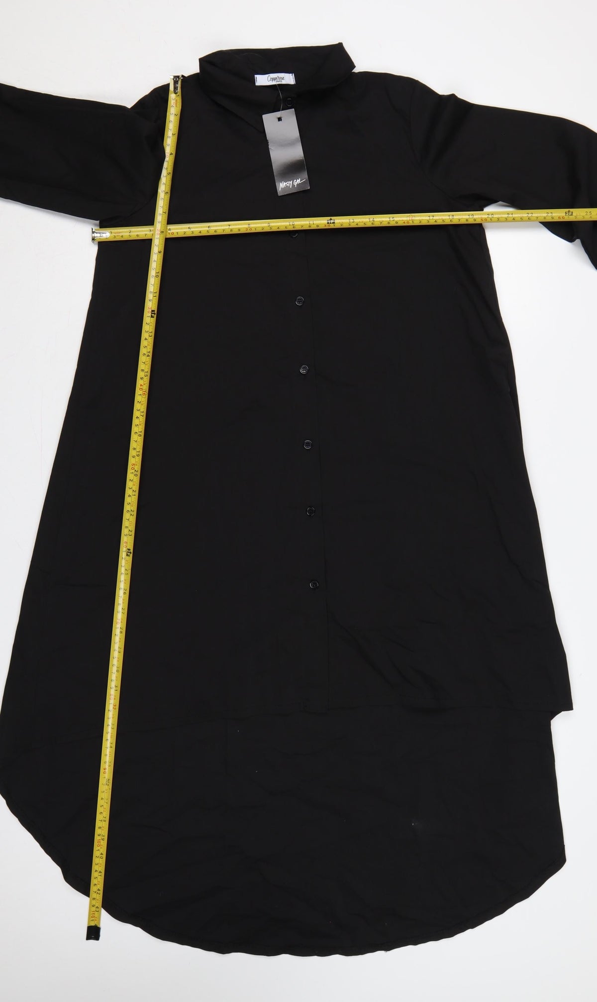 Cappellini Women Black One Size Longline Oversized Shirt Dress