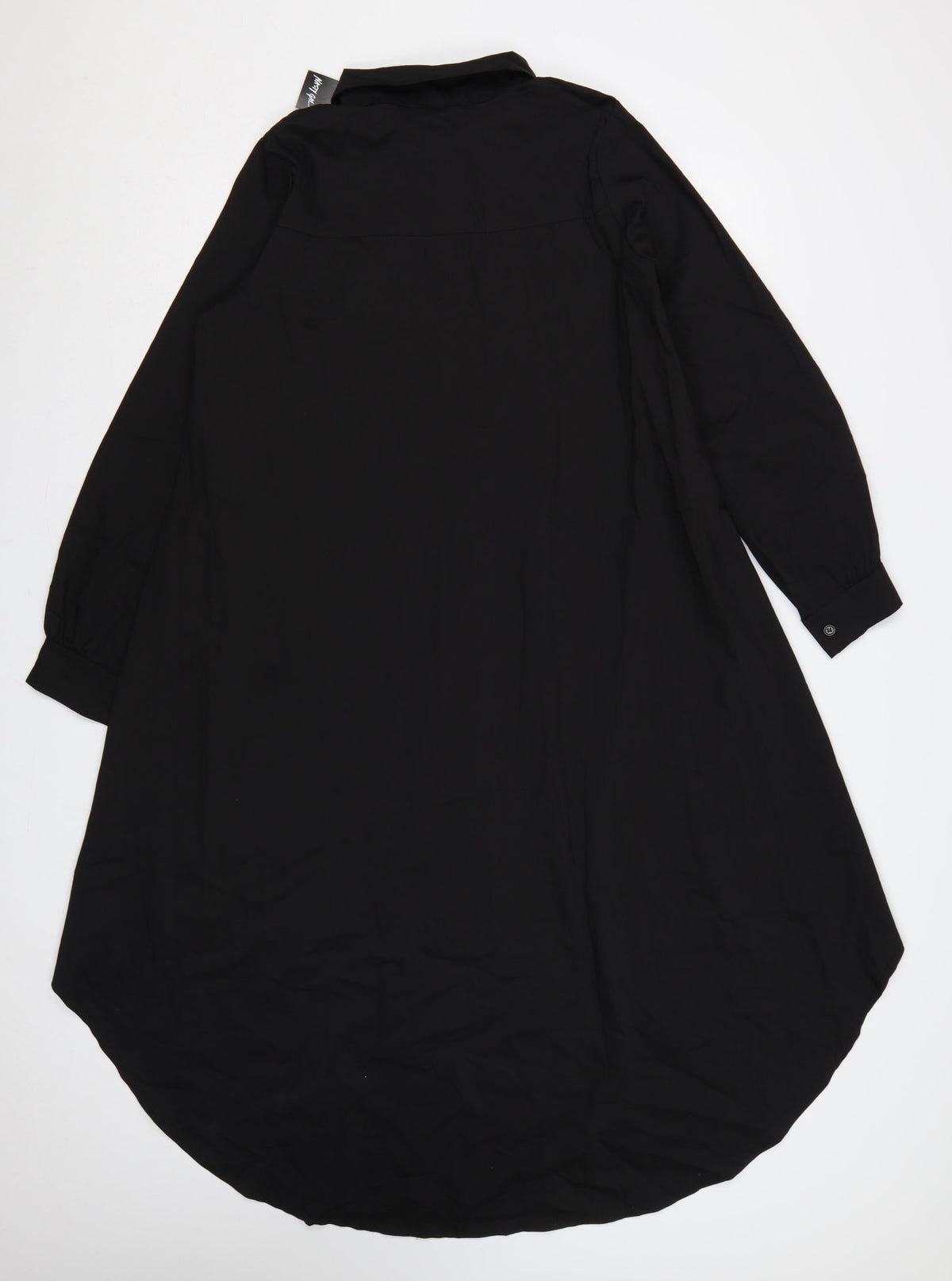 Cappellini Women Black One Size Longline Oversized Shirt Dress