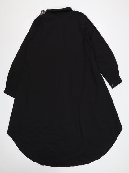 Cappellini Women Black One Size Longline Oversized Shirt Dress