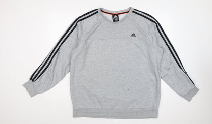 Adidas Men’s Grey XL Pullover Sweatshirt 3 Stripe Climalite Logo