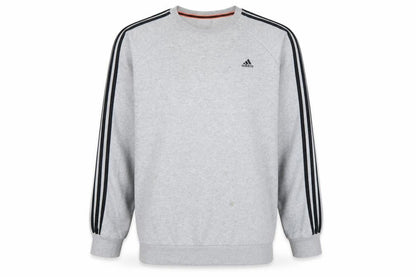Adidas Men’s Grey XL Pullover Sweatshirt 3 Stripe Climalite Logo
