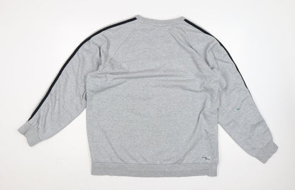 Adidas Men’s Grey XL Pullover Sweatshirt 3 Stripe Climalite Logo