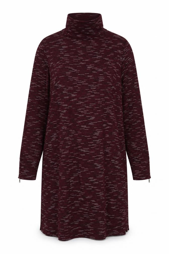 Marks and Spencer Women Burgundy UK 22 Striped Roll Neck Jumper Dress