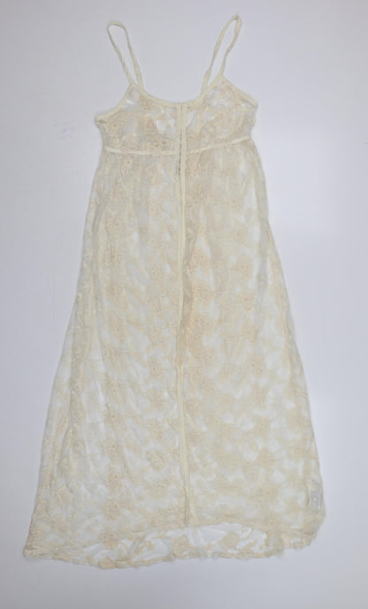 Forever 21 Women Ivory M Sheer Floral Lace Beach Swim Cover Up