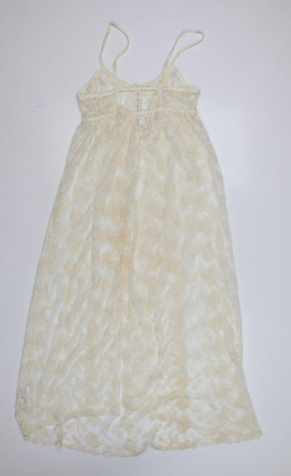 Forever 21 Women Ivory M Sheer Floral Lace Beach Swim Cover Up
