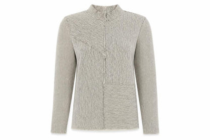 Next Women’s Ivory Black Striped High Neck Long Sleeve Blouse UK 12