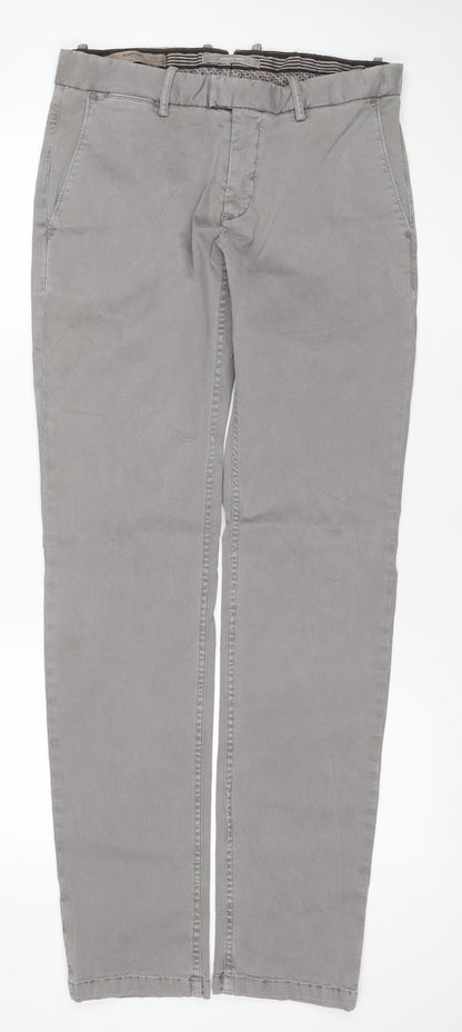 Mango Man Smart Men's Grey Cargo Trousers W32 Cotton Stretch Zip Pockets