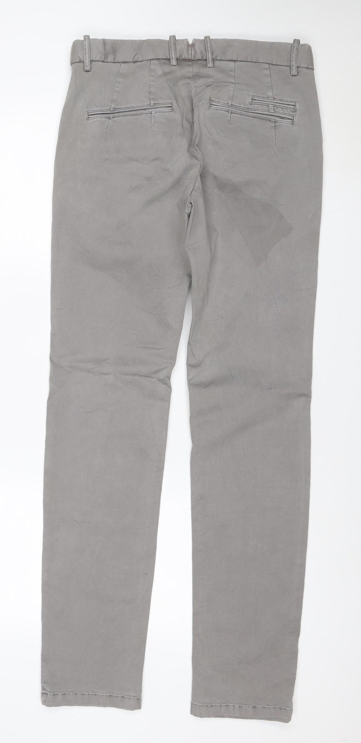 Mango Man Smart Men's Grey Cargo Trousers W32 Cotton Stretch Zip Pockets