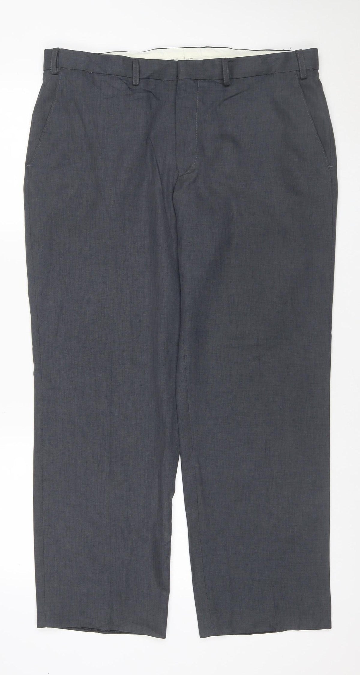 Marks and Spencer Men Grey 36x29 Flat Front Dress Trousers