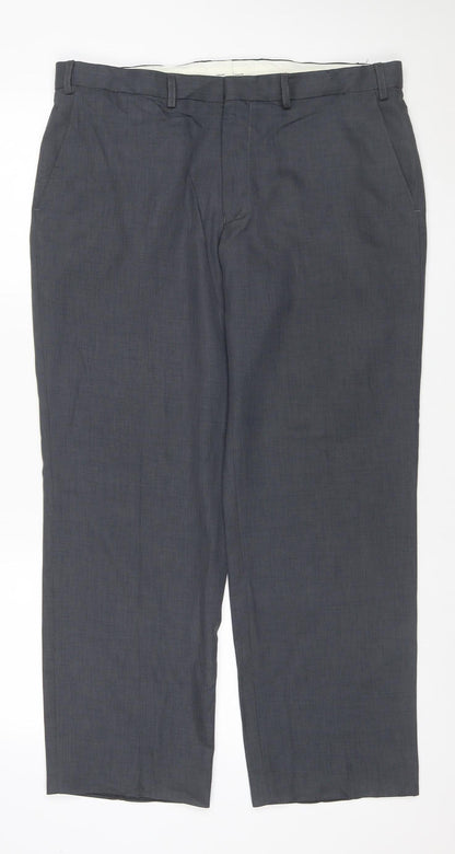 Marks and Spencer Men Grey 36x29 Flat Front Dress Trousers