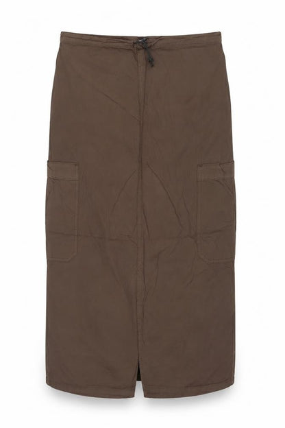 Pull&Bear Women Brown UK 12 Cargo Long Cotton Maxi Skirt Pockets NWT