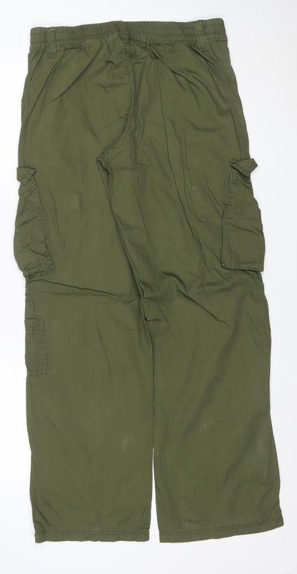 H&M Women’s Green Size 10 Cotton Cargo Trousers Adjustable Waist