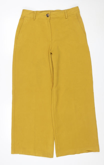 Marks and Spencer Women Yellow UK 12 Cropped Wide-Leg Stretch Trousers