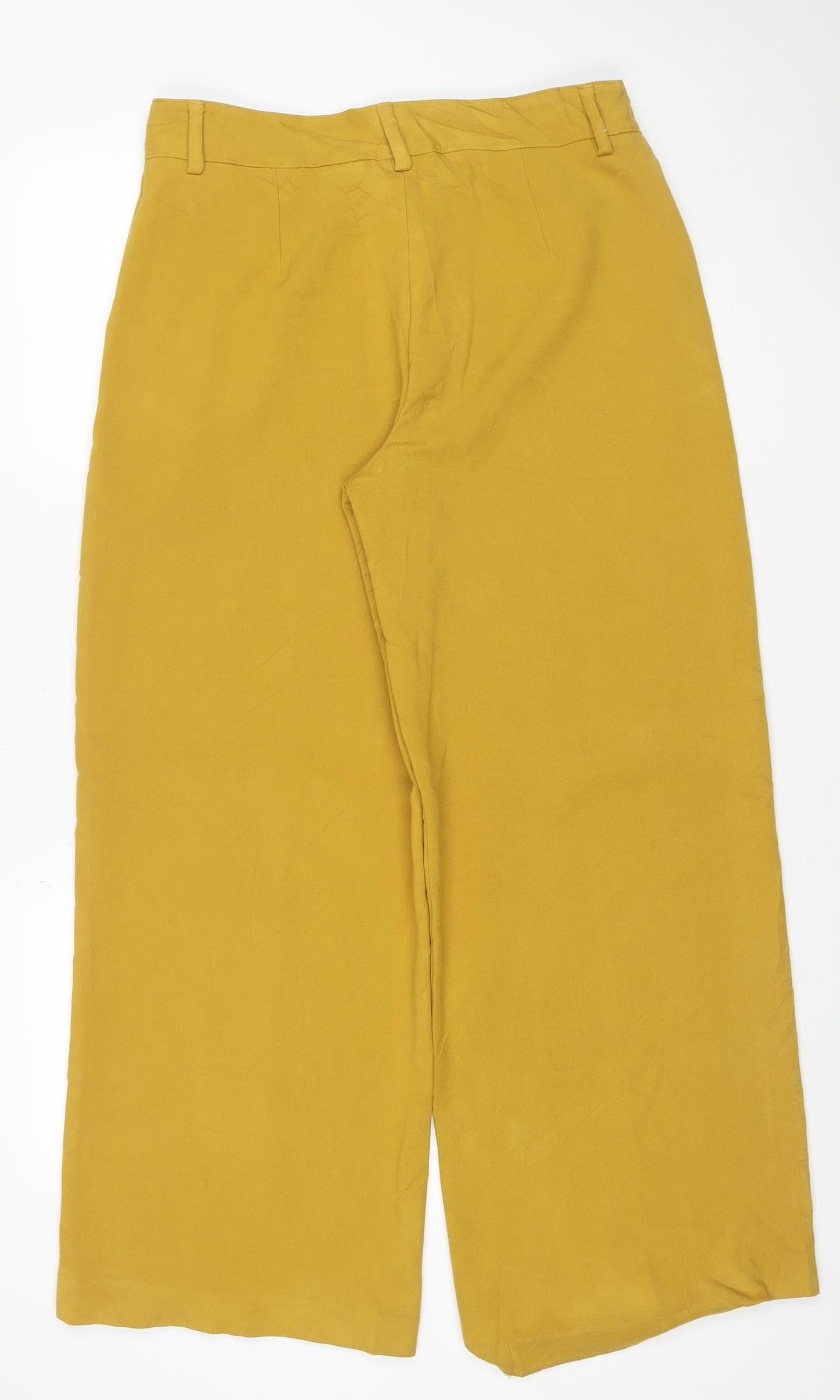 Marks and Spencer Women Yellow UK 12 Cropped Wide-Leg Stretch Trousers