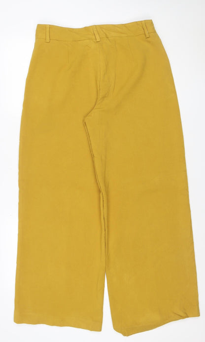 Marks and Spencer Women Yellow UK 12 Cropped Wide-Leg Stretch Trousers