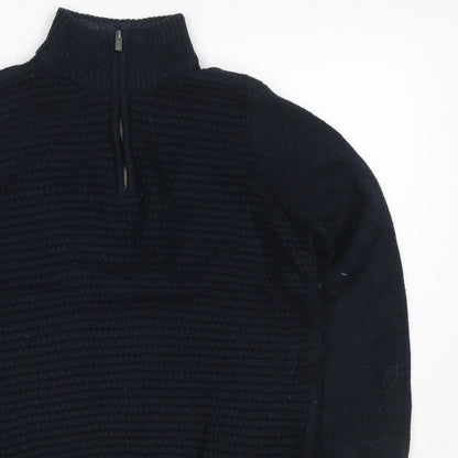 Broken Standard Men’s Black S 1/4 Zip High Neck Knit Pullover Jumper