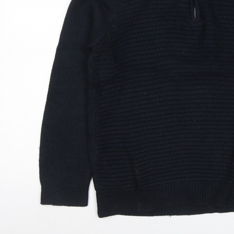 Broken Standard Men’s Black S 1/4 Zip High Neck Knit Pullover Jumper