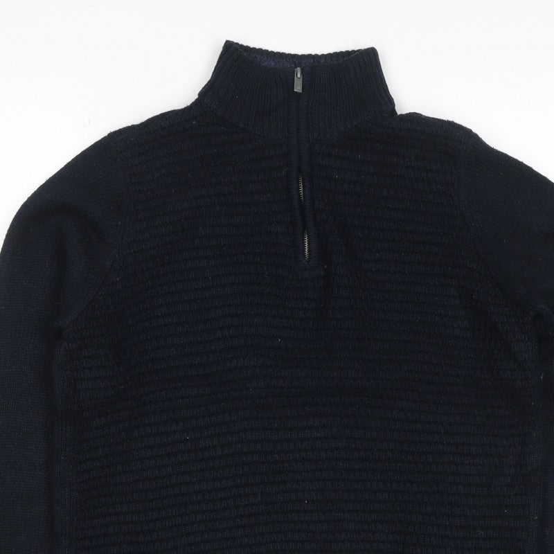 Broken Standard Men’s Black S 1/4 Zip High Neck Knit Pullover Jumper