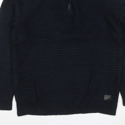 Broken Standard Men’s Black S 1/4 Zip High Neck Knit Pullover Jumper