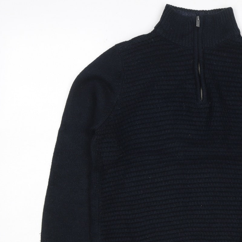 Broken Standard Men’s Black S 1/4 Zip High Neck Knit Pullover Jumper