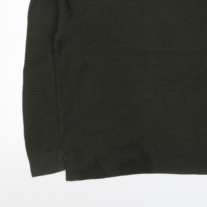 COS Men’s Dark Green XL Cable Knit Crew Neck Pullover Jumper