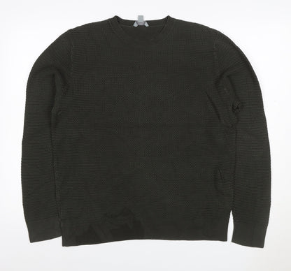COS Men’s Dark Green XL Cable Knit Crew Neck Pullover Jumper