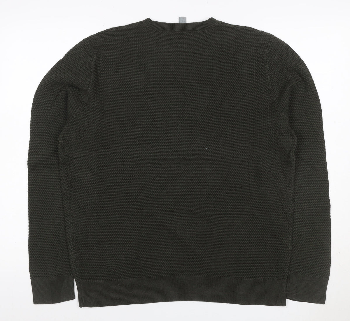 COS Men’s Dark Green XL Cable Knit Crew Neck Pullover Jumper