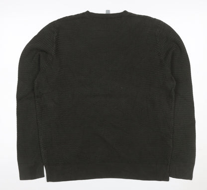 COS Men’s Dark Green XL Cable Knit Crew Neck Pullover Jumper