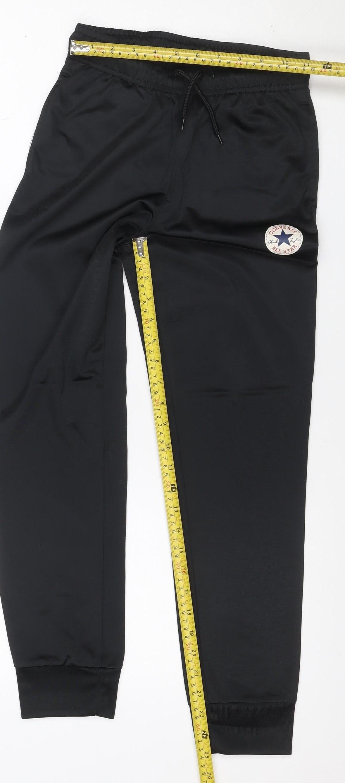 Close-up detail of Converse boys’ black 10-12 years jogger track pants drawstring