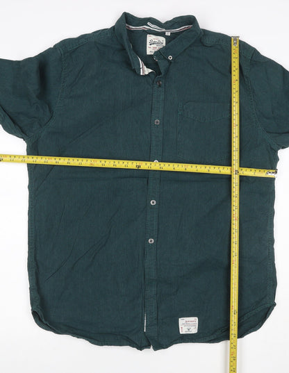 Superdry Men’s Green L Long Sleeve Button-Down Cotton Shirt