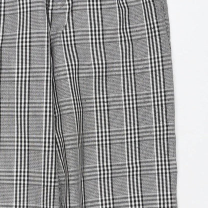Pull&Bear Women’s Grey Check Paperbag Trousers UK 8 High Rise