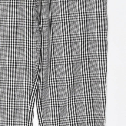 Pull&Bear Women’s Grey Check Paperbag Trousers UK 8 High Rise
