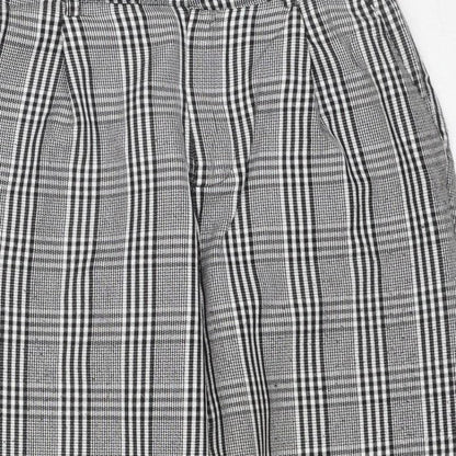 Pull&Bear Women’s Grey Check Paperbag Trousers UK 8 High Rise