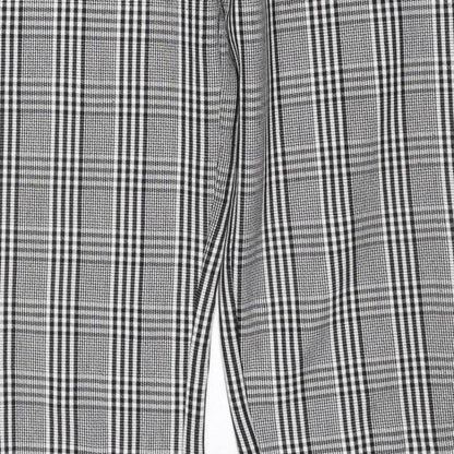 Pull&Bear Women’s Grey Check Paperbag Trousers UK 8 High Rise