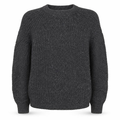 Bianco & Blue Women’s Grey S Chunky Knit Crew Neck Wool Blend Jumper