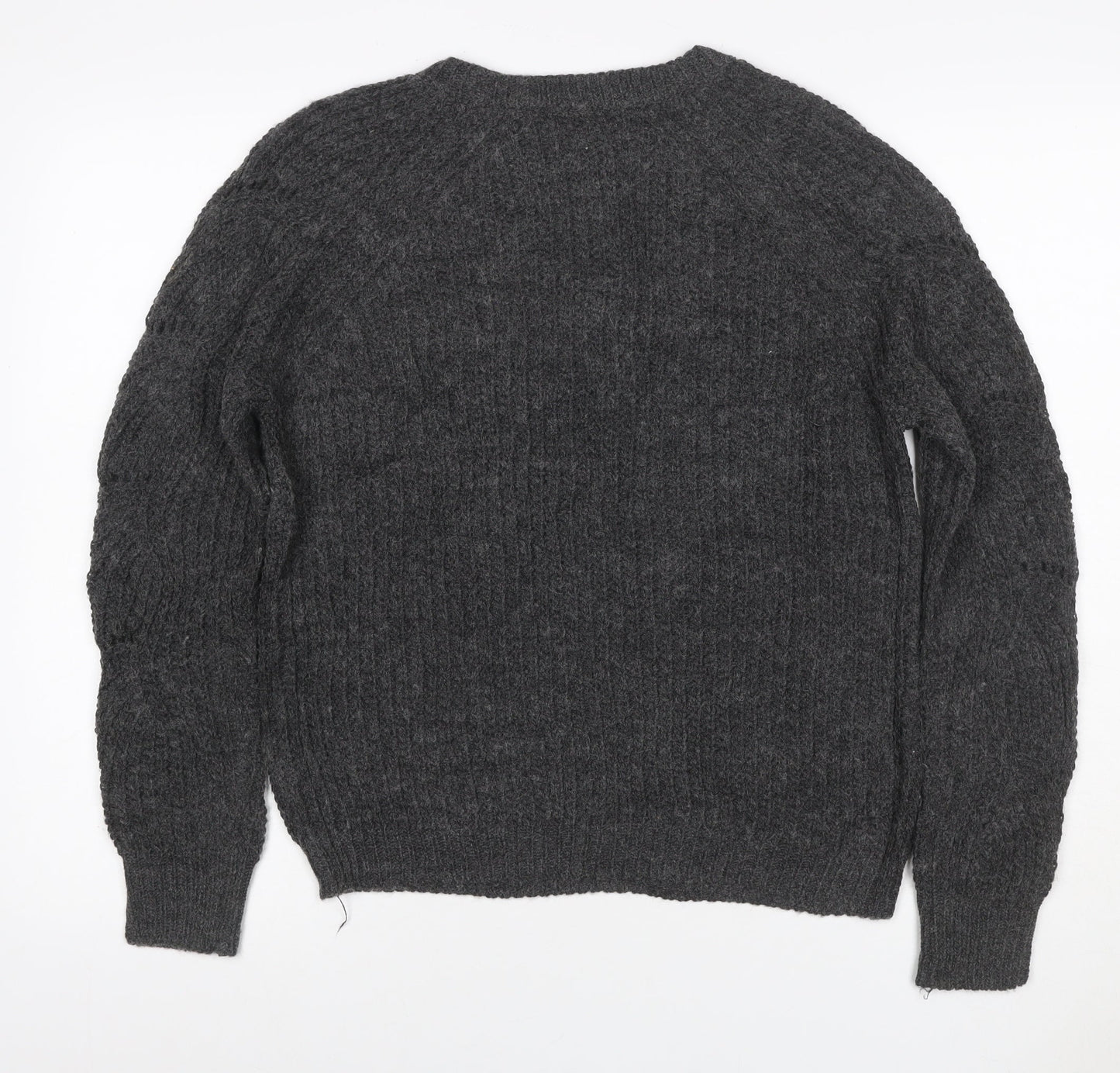 Bianco & Blue Women’s Grey S Chunky Knit Crew Neck Wool Blend Jumper