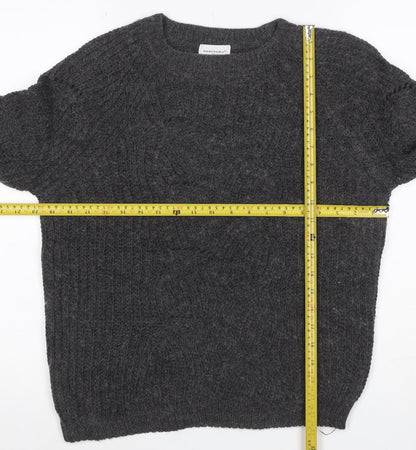 Bianco & Blue Women’s Grey S Chunky Knit Crew Neck Wool Blend Jumper