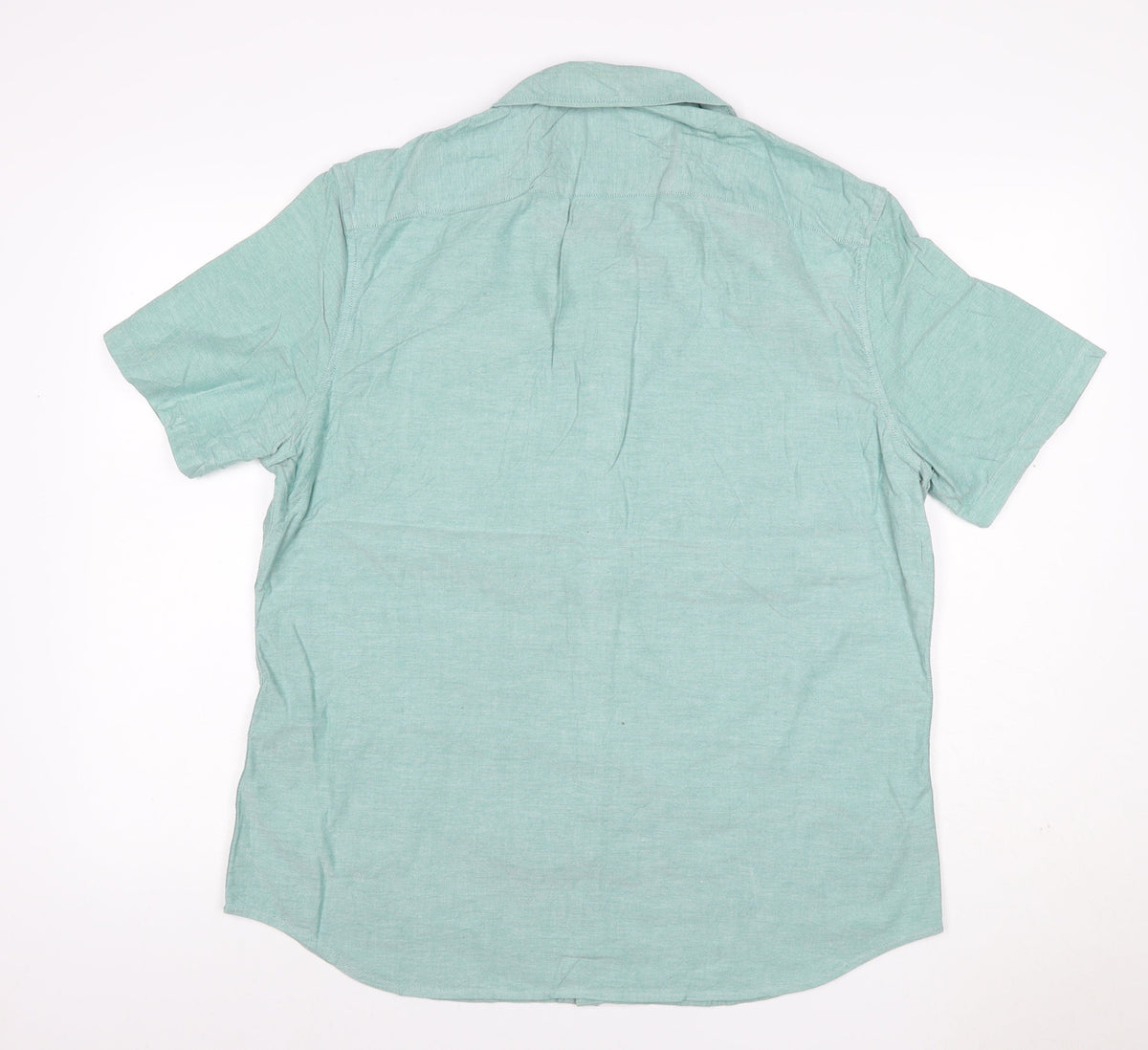 Marks and Spencer Men Blue L Regular Cotton Button-Down Shirt