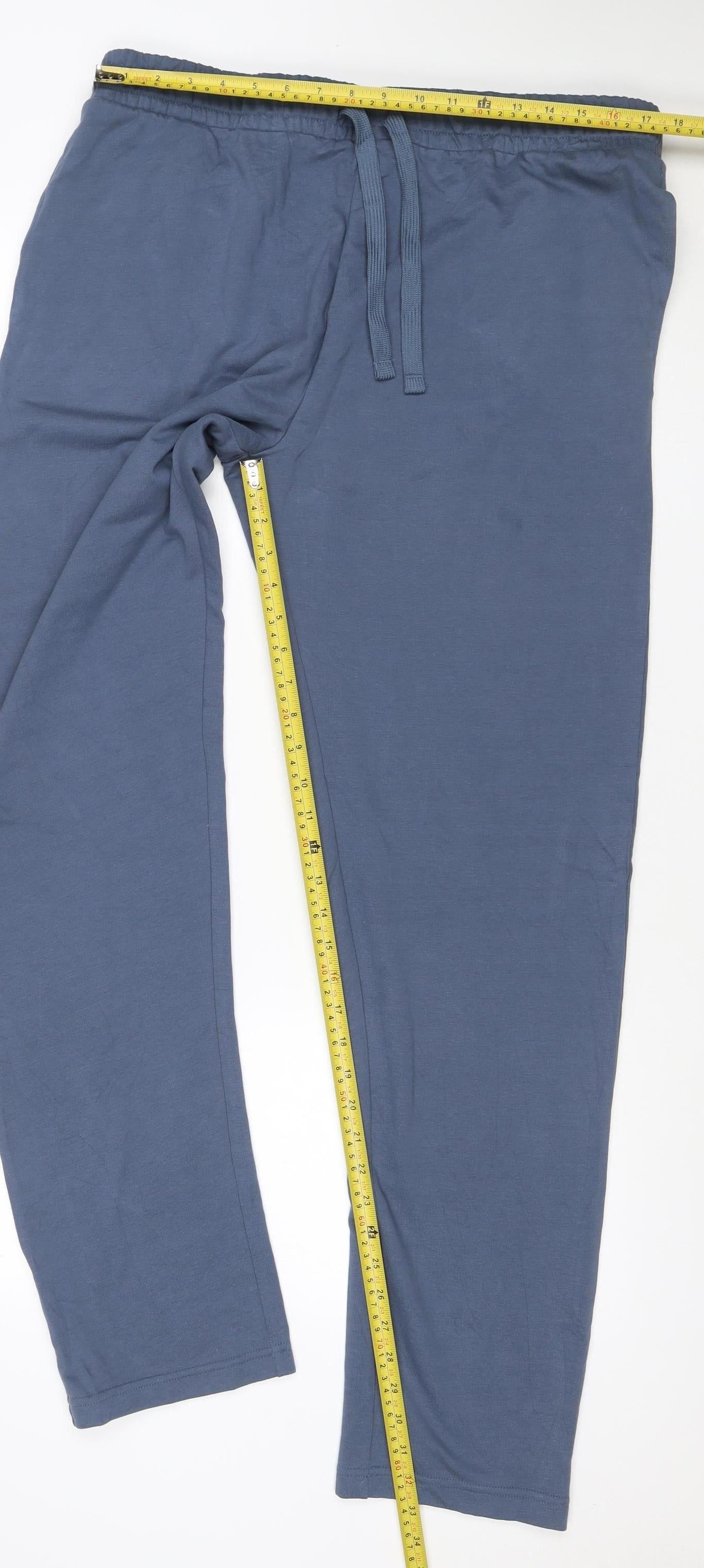 M&S Mens Blue XL Long Regular Fit Drawstring Sweatpants Joggers