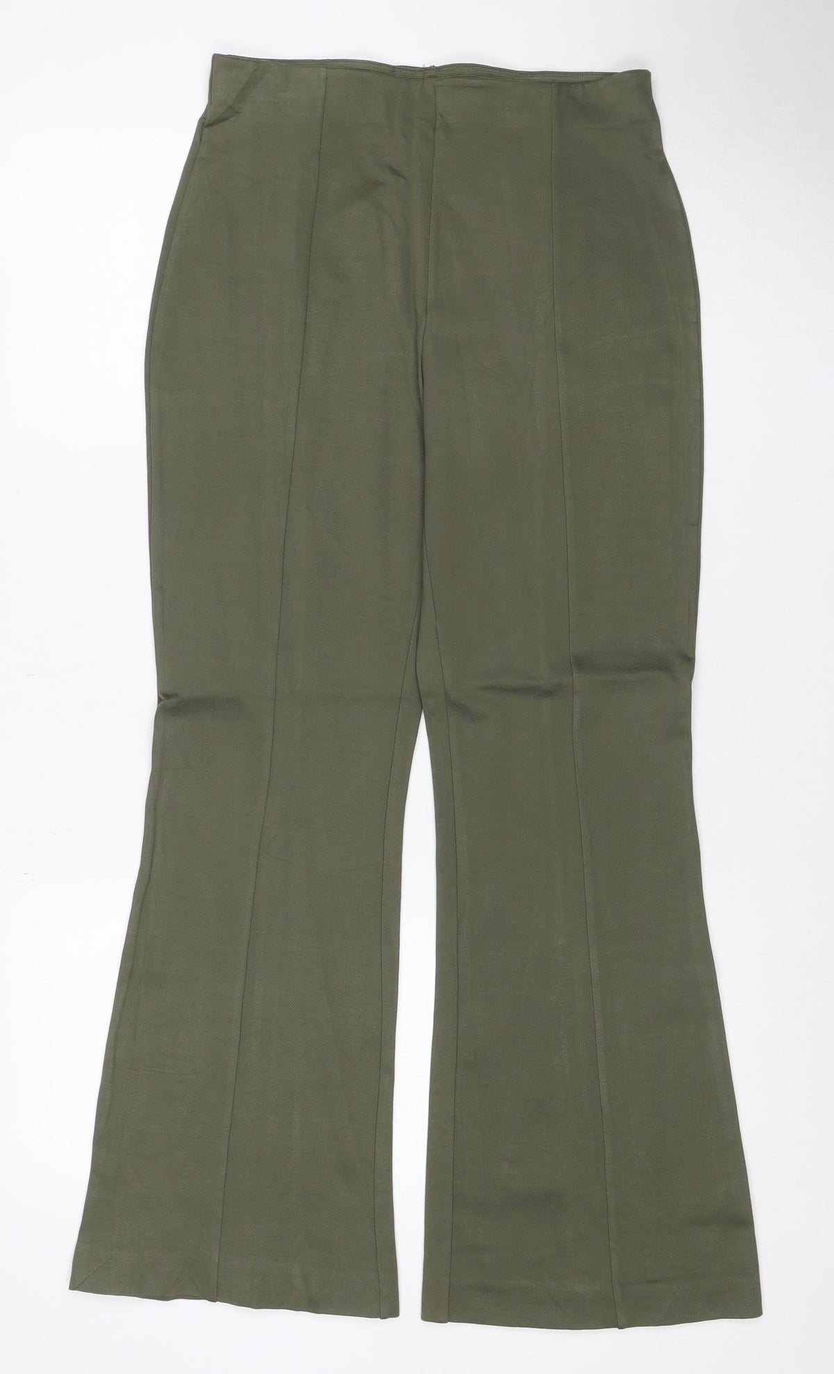 Paris Atelier Women’s Green Wide-Leg Dress Trousers UK 10 Stretch