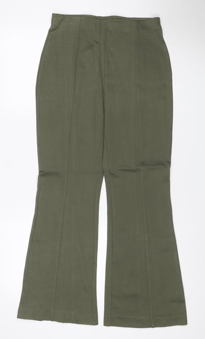 Paris Atelier Women’s Green Wide-Leg Dress Trousers UK 10 Stretch